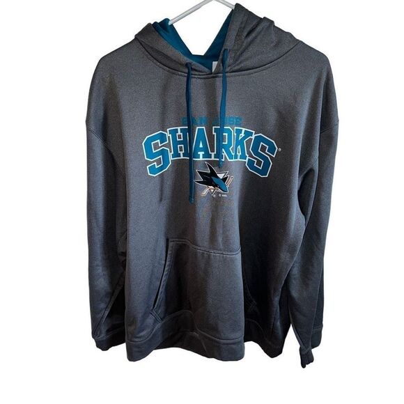 NHL San Jose sharks  gray athletic material hoodie - Picture 1 of 6
